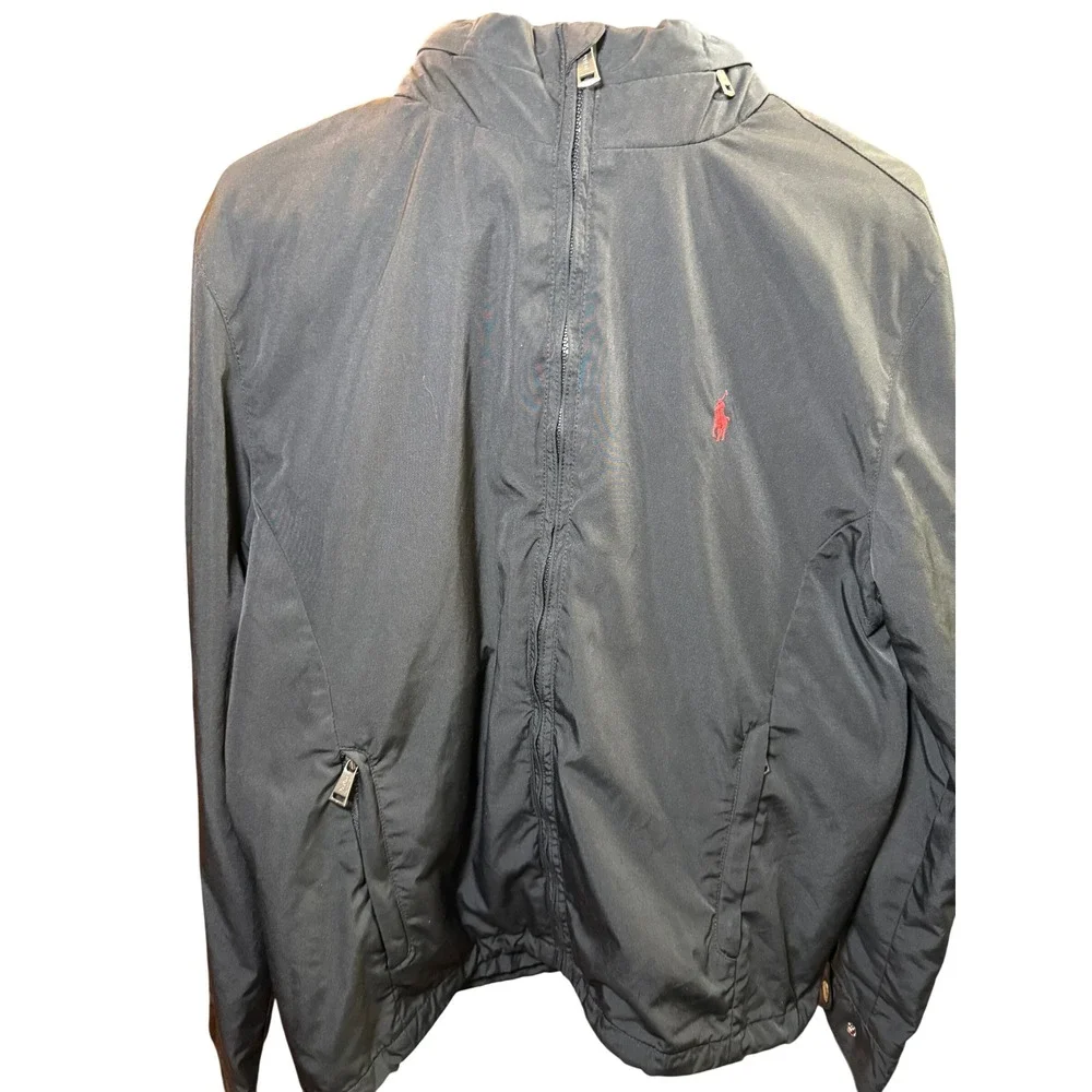 Polo Ralph Lauren Mens Black Windbreaker Jacket Quilted Lining Red Pony Small
